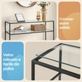 thumbnail image 2 of LEDREM Modern Glam Console Table with 2 Tempered Glass Shelves, Steel Frame, Adjustable Feet, for Living Room, Hallway, Entryway, Black, 2 of 5