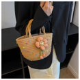 thumbnail image 4 of Xiao Hua Bolso de hombro tejido para mujer, bolso de mano y neceser, elegante bolso de playa de verano, 28 x 11 x 15 cm (caqui)., 4 of 4