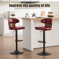 thumbnail image 3 of MOONMISS Swivel Bar Stools Set of 2, Wooden Kitchen Bar Chairs with Back, PU Leather Counter Height Barstools for Kitchen Island,Wine Red, 3 of 7