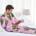 thumbnail image 4 of Mens Pajamas Set, Cactus aloe vera Button Down Long Sleeve Loungewear Sleepwear Pjs sets for Men, 4 of 5