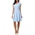 thumbnail image 2 of INSPIRE CHIC Work Dress for Women's Sleeveless V Neck Elegant A-Line Professional Mini Dress XS Light Blue, 2 of 6