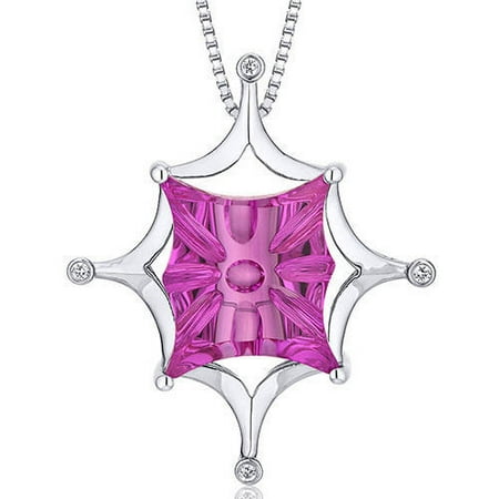 Oravo 15.00 Carat T.G.W. Butterfly Cut Created Pink Sapphire Rhodium over Sterling Silver Pendant, 18