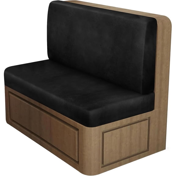 Leather Look RV Dinette Cushion Covers, Stretch Camper Cushion Slipcovers for Travel Trailer Couch RV Booth Seat, Replacement Camper Sofa Chair Protector (1 Backrest Cover & 1 Bench Cover,Black)