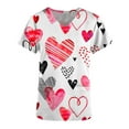 thumbnail image 4 of S LUKKC LUKKC Scrubs Top For Women V-Neck Workwear Soft Stretch Easy Care Blouse Valentine'S Day Print Short Sleeve Working Uniform Tops Medical Scrub Shirts, 4 of 5