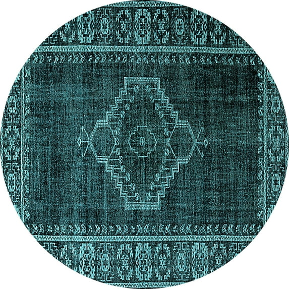 Ahgly Company Indoor Round Persian Light Blue Bohemian Area Rugs, 5' Round