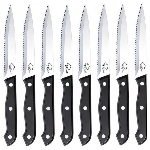 Steak Knives Set of 8 Serrated Bread Knife 4.5-inch High Carbon Steel Kitchen Dinner Knife Dishwasher Safe