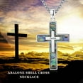 thumbnail image 3 of Coachuhhar Cross Necklace 925 Sterling Silver Faith Pendant Necklacce with Abalone Shell Christian Jewelry Gifts for Men Women Boyfriend Husband, 3 of 7