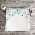 thumbnail image 3 of Ambesonne Teal and White Quilted Bedspread Set 3 Pcs, Xmas Snowflakes, King Size, Teal White, 3 of 3