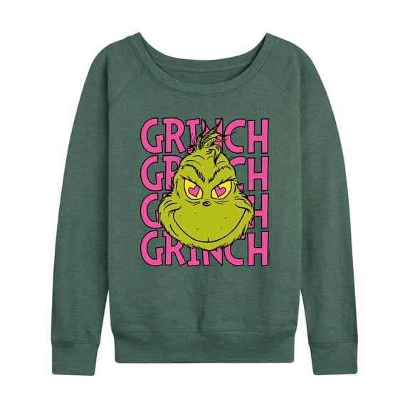 The Grinch - Name Stacked - Women's French Terry Long Sleeve Pullover