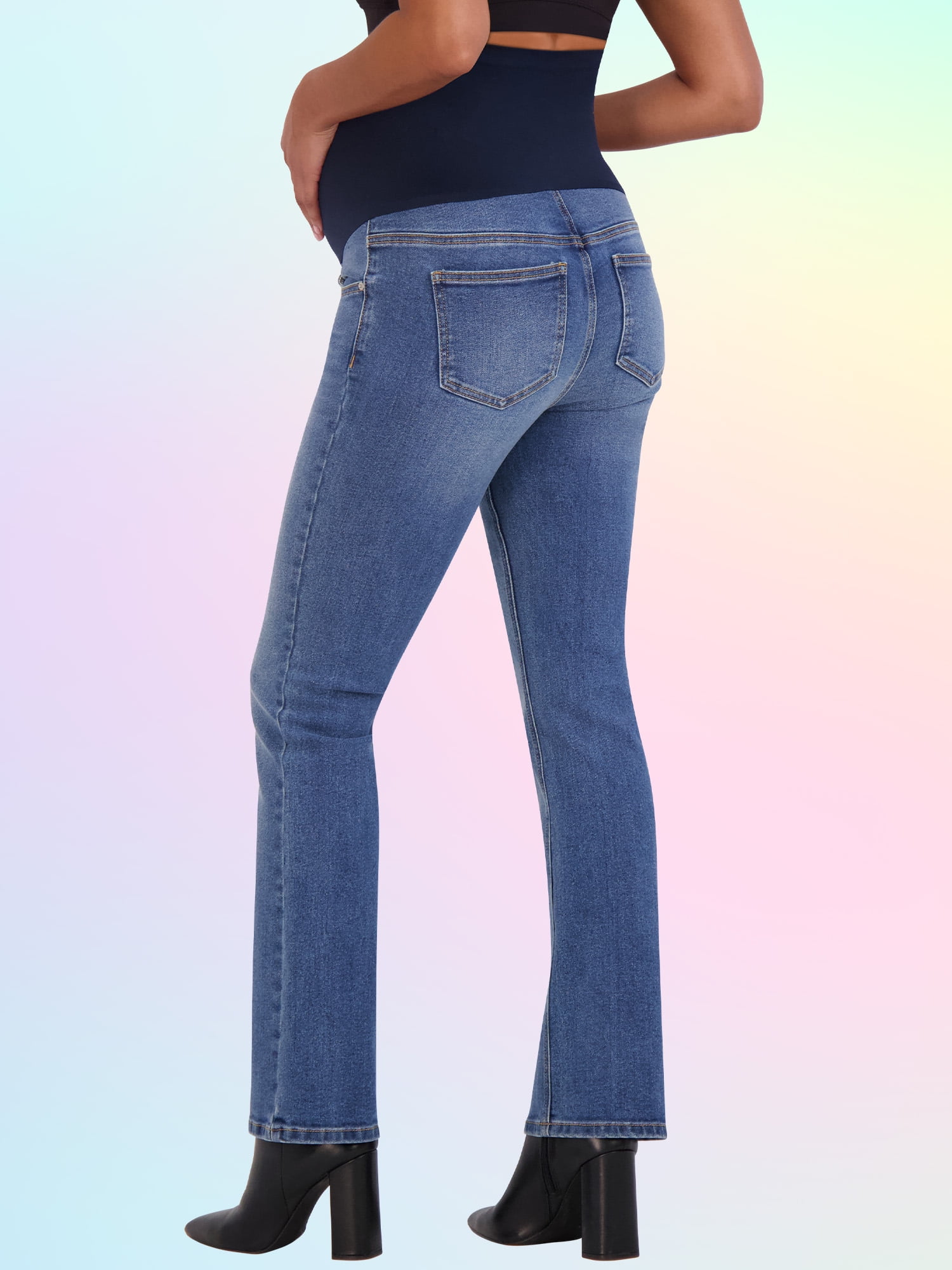 Savi Parker Women's Maternity Bootcut Jeans with Pockets – Pregnancy Must Haves Maternity Jeans Over The Belly - 32.5" Inseam (S, Marina Wash)