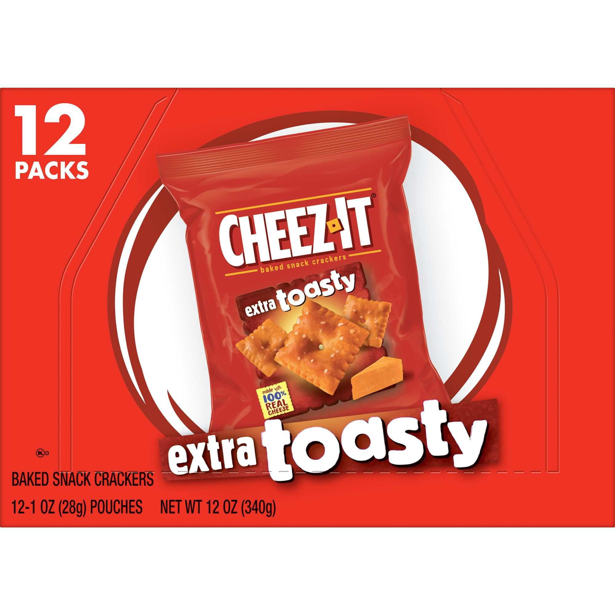 Cheez-It Extra Toasty Cheese Crackers, 12 oz - 12 ct (Pack of 2)