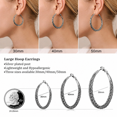 thumbnail image 5 of YOUNGYUE Black Hoop Earrings for Women, Gunmetal Braided Woven Large Oval Hoops, 30/40/50mm, 5 of 7