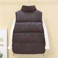 thumbnail image 4 of Cmfcve Women's Plus Size Stand Collar Puffer Vest Snap Zip Front Sleeveless Padded Outer Vest Winter Casual Loose Fit Layering Outerwear Jackets with Pockets, 4 of 8