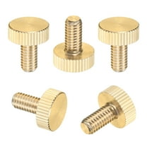 Uxcell 5-Pack Knurled Thumb Screws, M6x12mm Solid Brass Flat Head Knobs Bolts