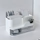 thumbnail image 1 of Caja de almacenamiento organizadora de sobremesa de gran capacidad para portabolígrafos | Estantería de cajón de plástico Rosa blanco 20x12.2x10.6cm | Organizador de escritorio multicompartimento, 1 of 6