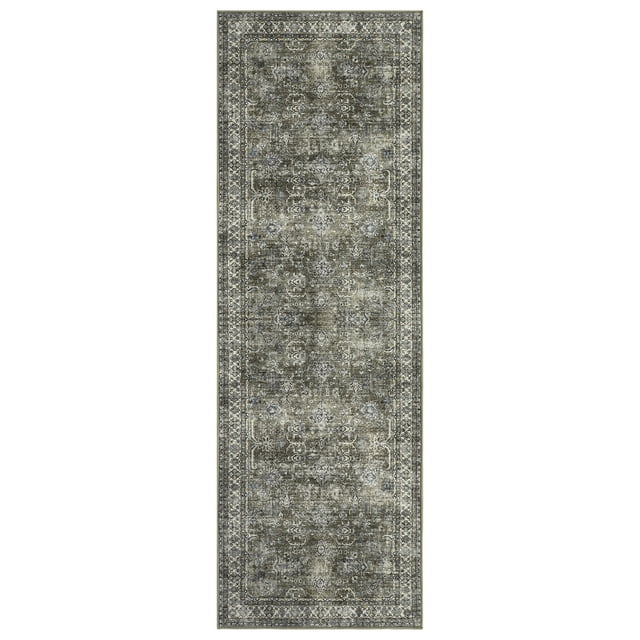 Vintage Rug,Washable Rug,Print Distressed Rug,Low Pile Non-Slip Rug,for Living Room Bedroom Nursery Antique