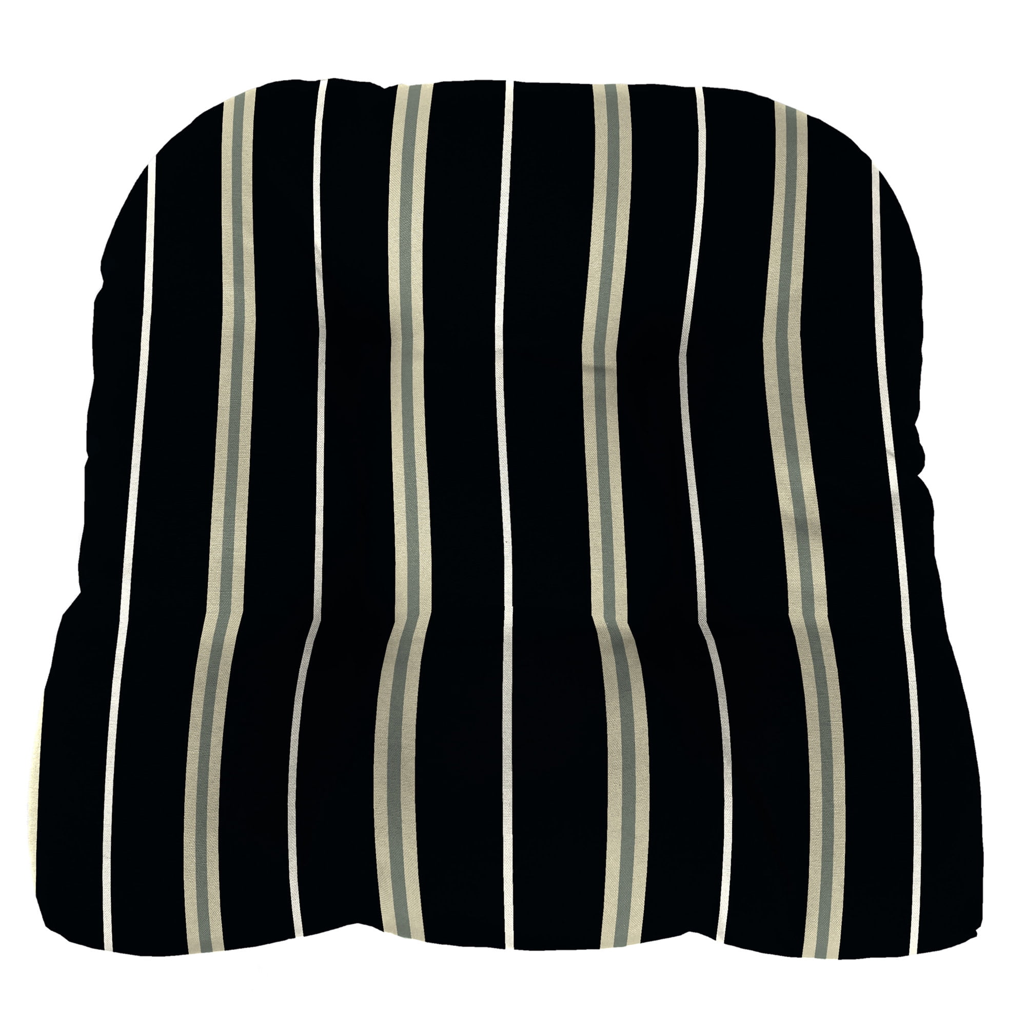 Jordan Manufacturing 3-Piece Platt Ink Black Stripe Tufted Outdoor Cushion Set with 1 Wicker Bench Cushion and 2 Wicker Seat Cushions