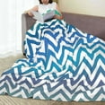 thumbnail image 4 of Zigzag Green Geometry Pattern Throw Blanket, Super Soft Anti-Pilling Flannel Bed Blankets, 60"x50", 4 of 8