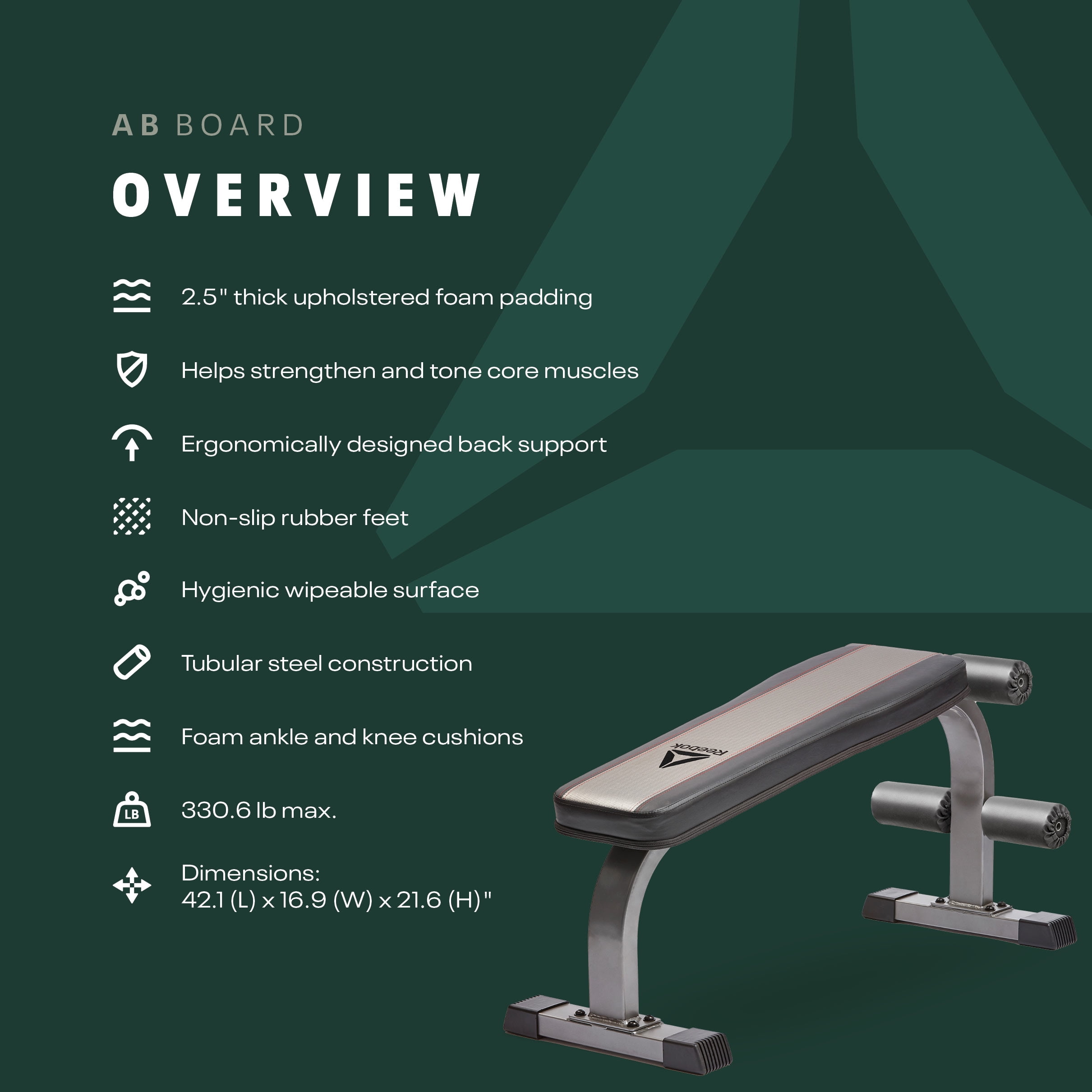 Reebok Utility Weight Bench, 6 adjustable backrest positions 2.5