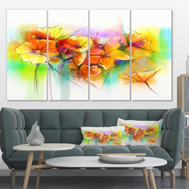 Bright Yellow Gerbera and Daisies - Large Floral Canvas Art Print