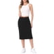 thumbnail image 2 of Falda Midi de Corderoy para Mujer Inspire Chic, Cintura Alta, Espalda Elástica, Color Negro, Talla M, 2 of 6
