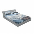 thumbnail image 3 of Ambesonne Nature Fitted Sheet & Pillow Sham Set, Mountain Flying Eagle, Twin, Brown White Blue, 3 of 3