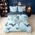 thumbnail image 3 of Erosebridal Bat Print King Bedding, Branches Botanical King Bed in a Bag, Cyan, Blue Reversible, 7pcs, 3 of 6