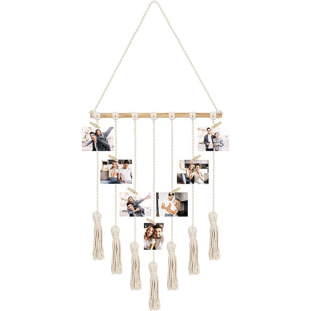 Mur Photo - 40 x 65 cm - Support Mural pour 25 Photos et 25 Clips en Bois