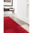 thumbnail image 4 of Unique Loom 3140763 2 ft. 6 in. x 16 ft. 5 in. Solid Shag Runner Rug, Cherry Red, 4 of 10