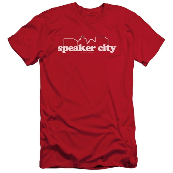 Old School Speaker City Logo Adult 30/1 T-Shirt Red