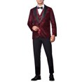 thumbnail image 2 of CHAQUETAS DE TRAJE DE HOMBRE INSPIRE CHIC con lentejuelas brillantes metálicas de argyle y cuadros en rojo, 2 of 5