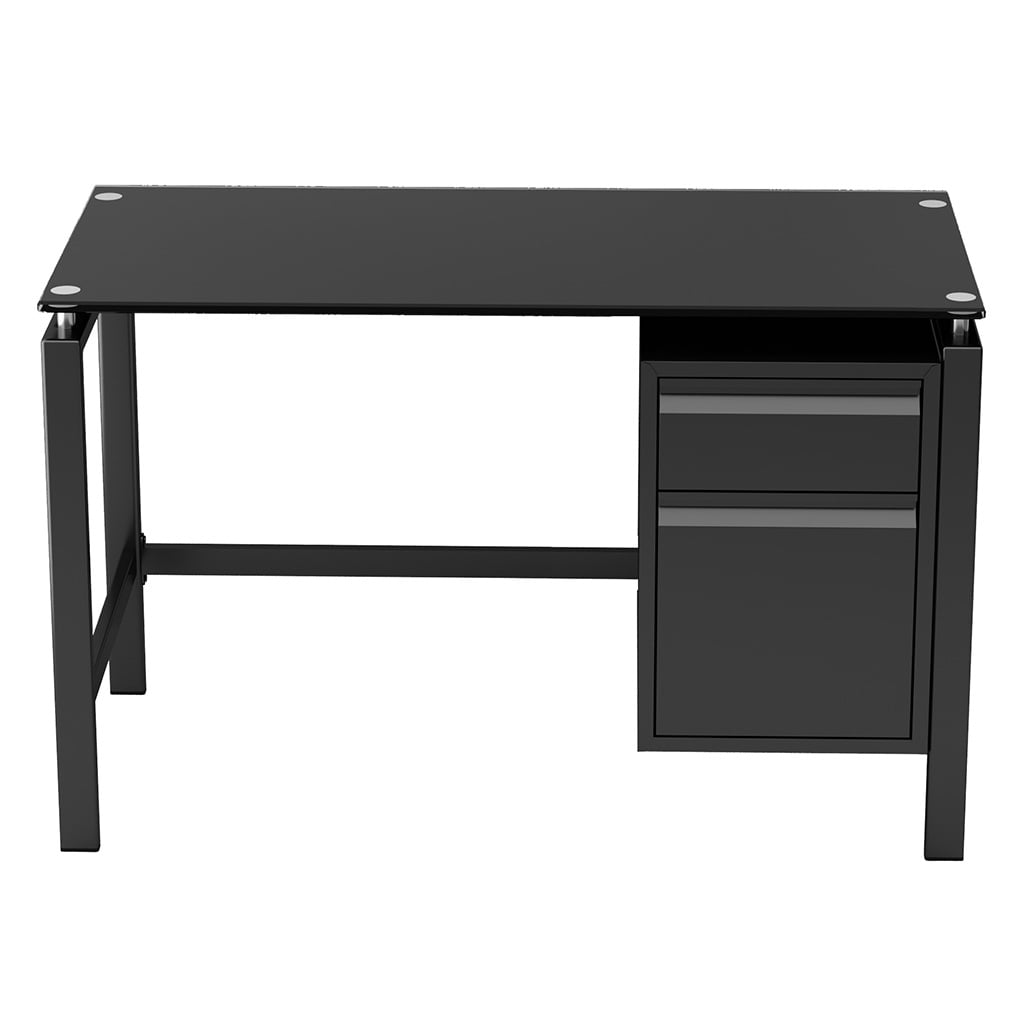 Office Desk Tempered Glass Desktop Computer Desk Steel Tube Space