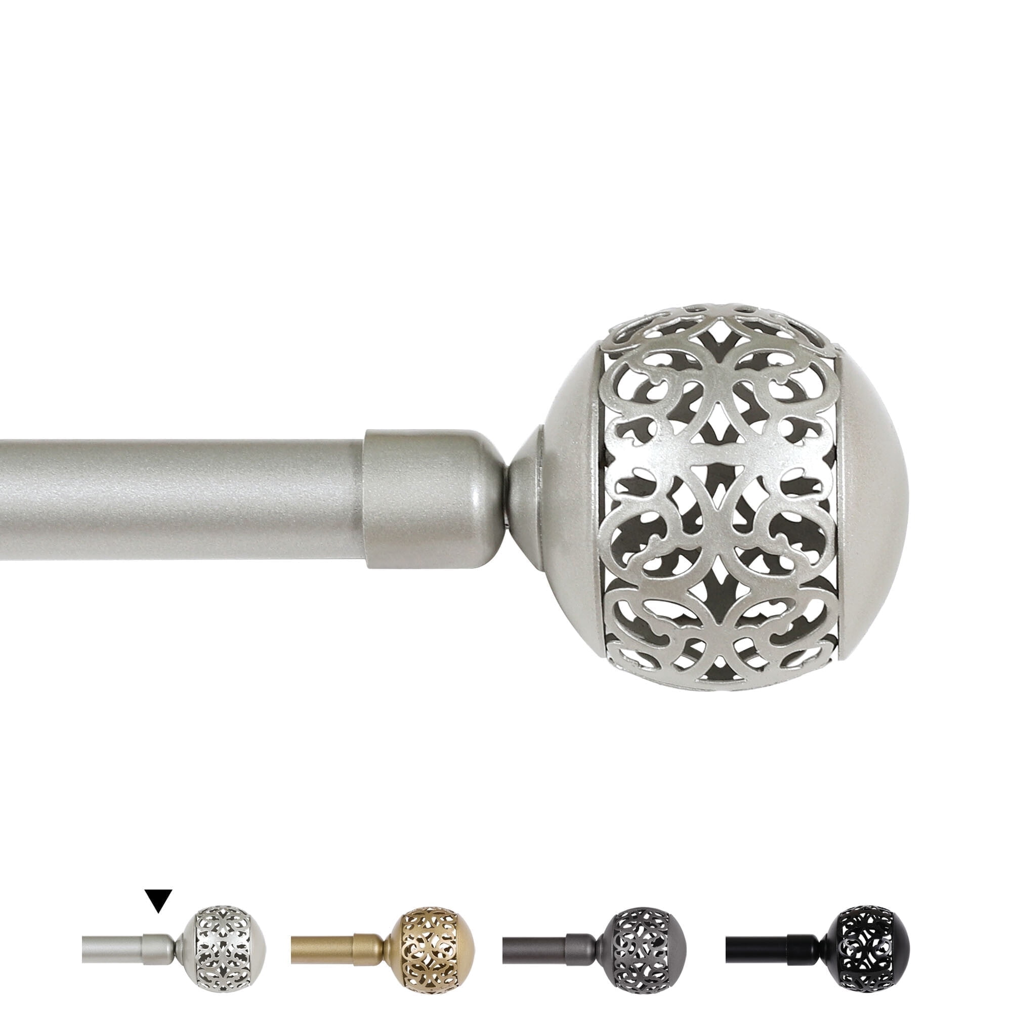 H.VERSAILTEX Single Curtain Rod, Diameter 0.75 Inch Stainless Steel Ball Cage Adjustable 48-84 Inch ，Nickel