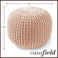 thumbnail image 4 of Casafield Round Pouf Ottoman, Light Pink - 20" Dia x 14.5" High Cotton Knit Foot Stool - Boho Floor Pouffe for Living Room, 4 of 8