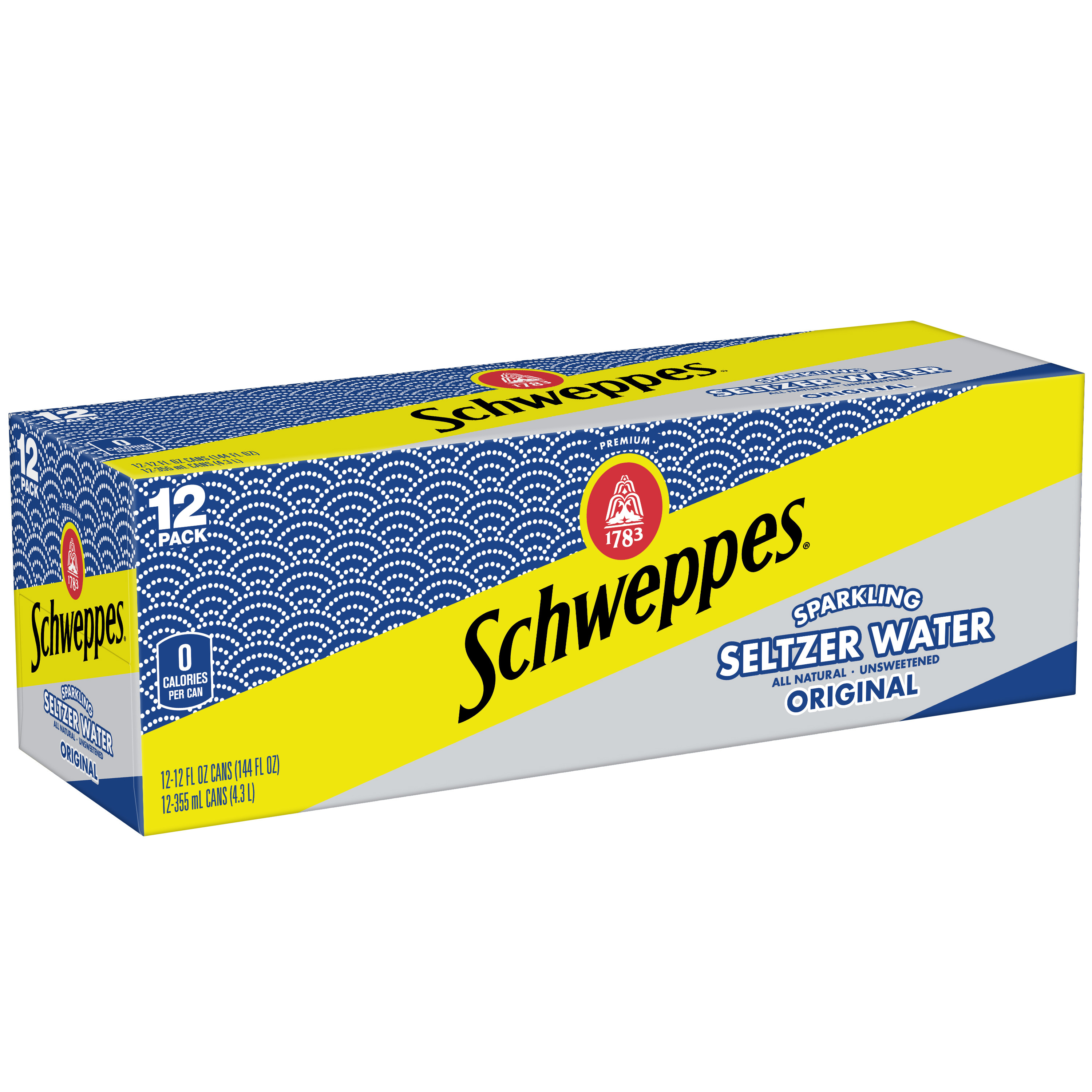 Schweppes Caffeine Free Original Sparkling Seltzer Water, 12 fl oz, 12 Pack Cans