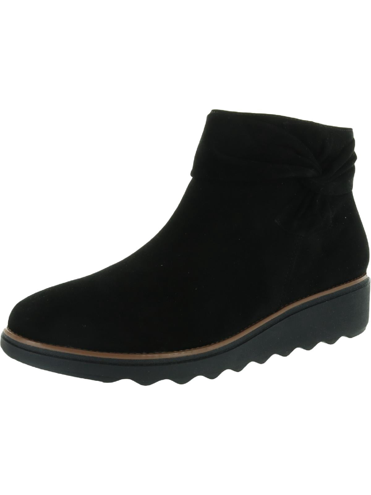 Sharon Salon Suede Wedge Booties Black 