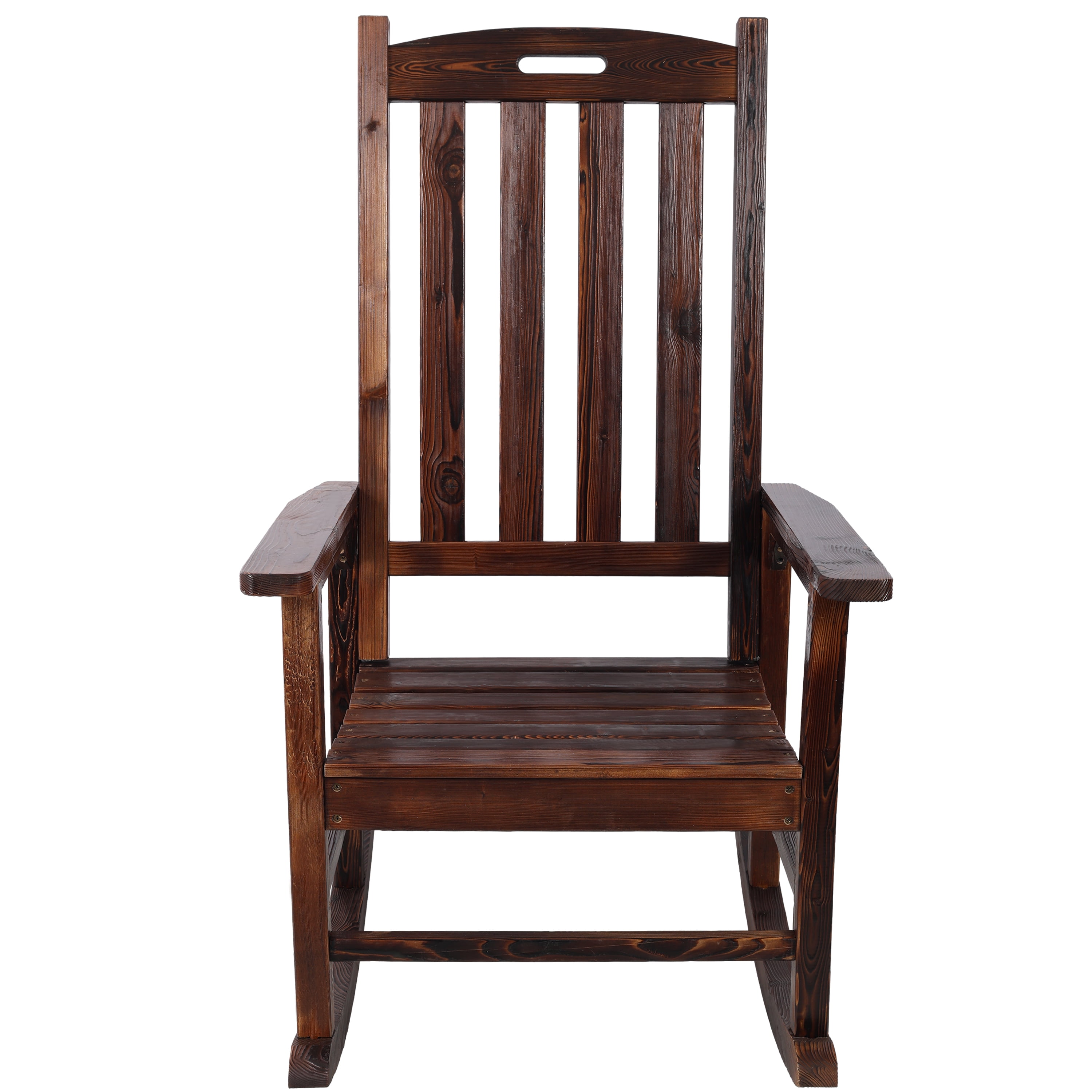 Wooden Oversized Porch Rocker Chair With Wide Seat and Tall Backrest,High Back Smooth Rocking Chairs for Outdoor & Indoor