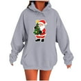thumbnail image 2 of Mifsaly Oversized Christmas Hoodie for Women 2025 Xmas Cute Santa Print Hoodie Long Sleeve Drawstring Hooded Pullover Tops Funny Gifts Drop Shoulder Warm Winter Outerwear with Pocket, 2 of 4