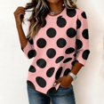 thumbnail image 5 of JULMCOMO Shirts for Women Polka Dot 3/4 Sleeve Crew Neck Casual Loose Fit T Shirts Retro Dot Trendy Comfy Tunic Tops Watermelon Red XL, 5 of 6