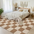 thumbnail image 3 of FairOnly 8'x10'Checkered Modern Geometric Machine Washable Area Rug for Living Room Bedroom Non Slip Ultra Thin Carpet for Kitchen Dining Room,Coffee, 3 of 7