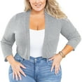 thumbnail image 1 of SHOWMALL Boléros Grande Taille pour Femmes Manches 3/4 Légers Cardigan Court Ouvert pour Robes de Soirée, 1 of 6