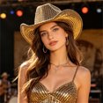 thumbnail image 4 of XFeng Golden Mesh Western Cowboy Party Hat, 4 of 5