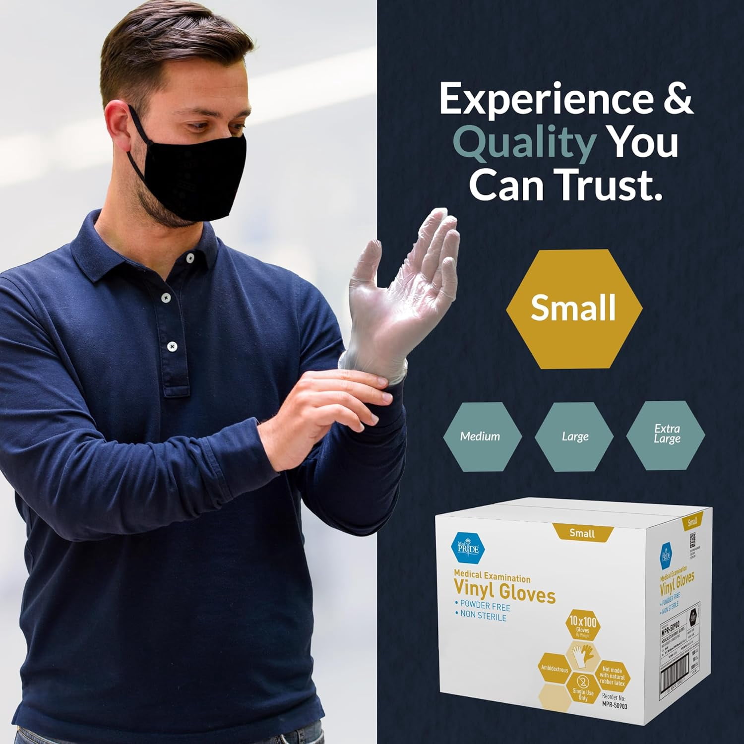 MEDPRIDE Vinyl Gloves Powder-Free Disposable Latex-Free Gloves, Medium 1000-Pack – Durable Cleaning Gloves, Ideal for Kitchen & Household Use