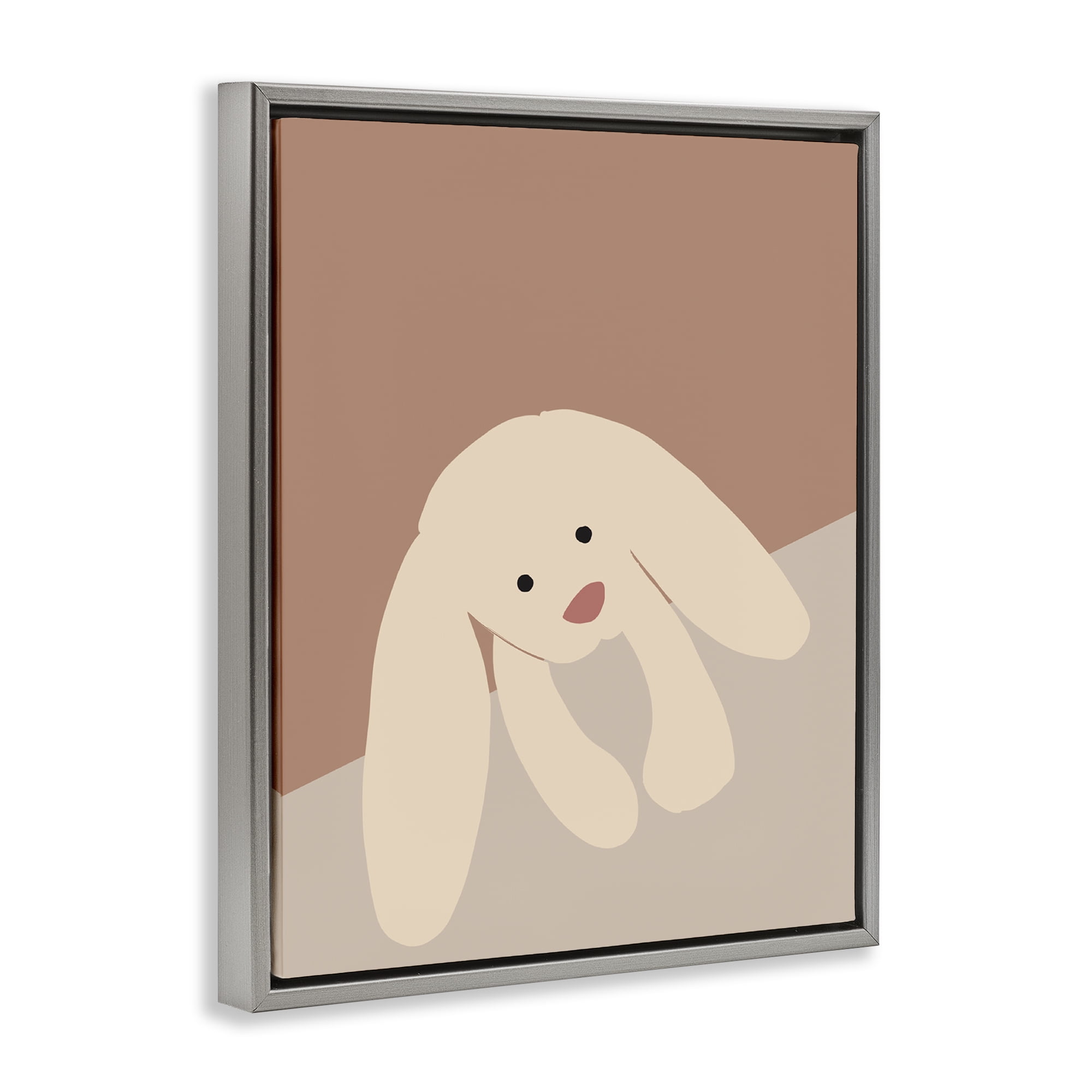 Stupell Industries Simple Floppy Bunny Animals & Insects Painting Gray Floater Framed Art Print Wall Art, 25 x 31