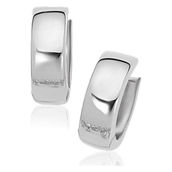 10k White Gold Snuggable Hoop Earrings