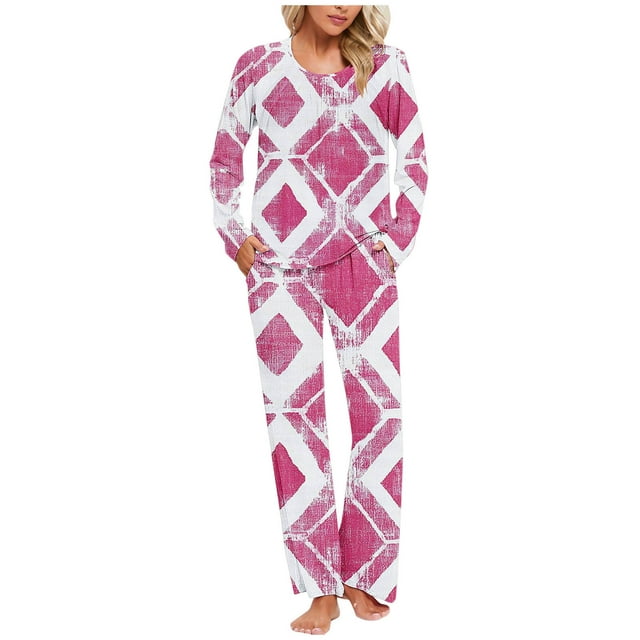 RKSTN Ensembles de Pyjama pour Femmes Dégradé Imprimé Haut Décontracté Pantalon Ensemble de Pyjama Doux Confortable