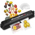 thumbnail image 1 of Máquina envasadora al vacío de alimentos, dispositivo de vacío, máquina envasadora al vacío para conservación de alimentos, con modo seco y húmedo, 10 bolsas de vacío incluidas para alimentos, carne, 1 of 5