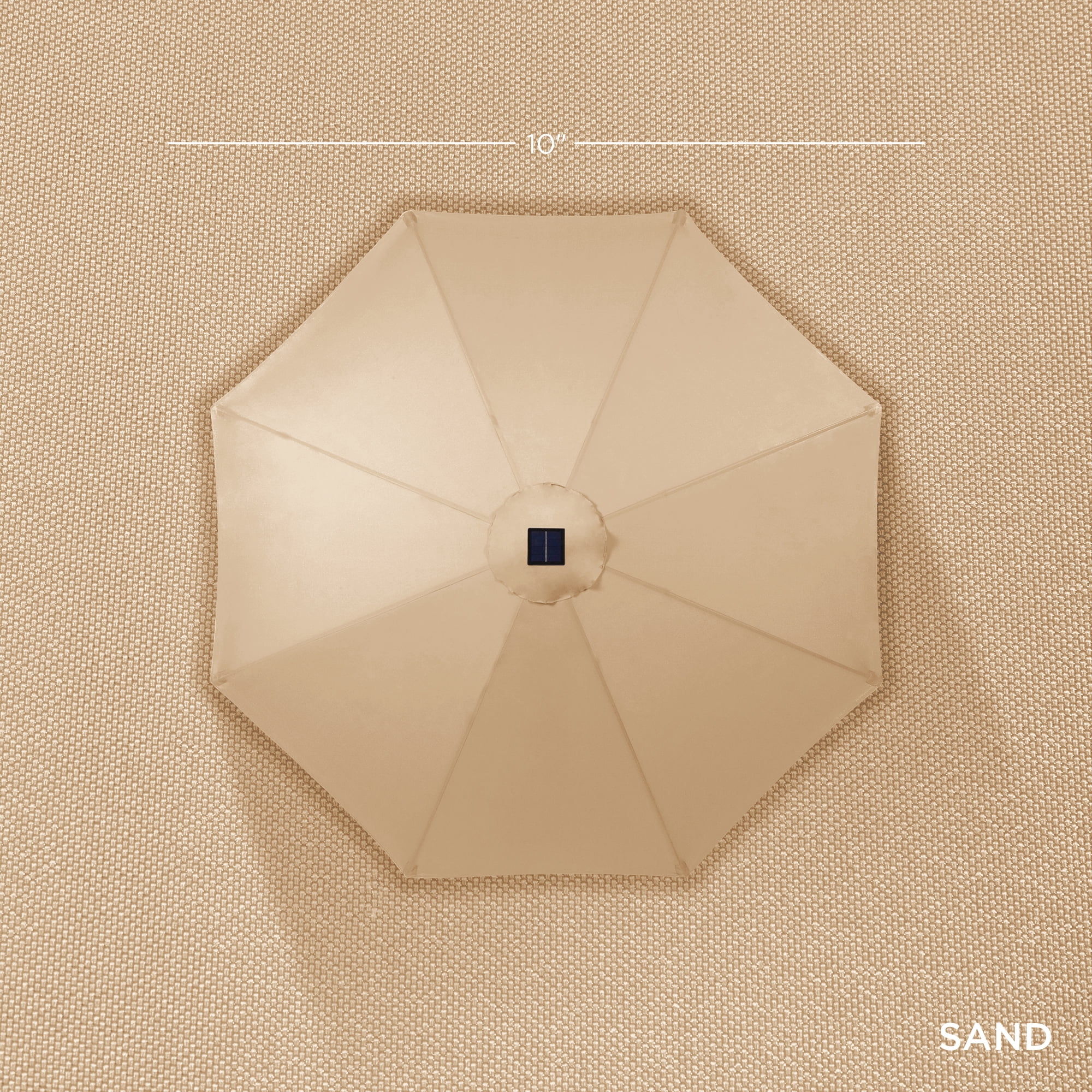 Best Choice Products 10ft Solar LED Lighted Patio Umbrella w/ Tilt Adjustment, UV-Resistant Fabric - Sand