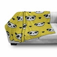 thumbnail image 3 of Animal Soft Flannel Fleece Throw Blanket, Smiling Panda Bear Heads and Little Heart on Yellow Background, Cozy Plush for Indoor and Outdoor Use, 70" x 90", Yellow White and Black, by Ambesonne, 3 of 6