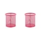 thumbnail image 3 of Monstrate Mesh Metal Pen Holder Pot Smooth Office Fashion Edge Eraser Caddy Organizer Stationery Ruler Holders Desk Table Container Redondo/Rojo rosa 2Conjunto, 3 of 6